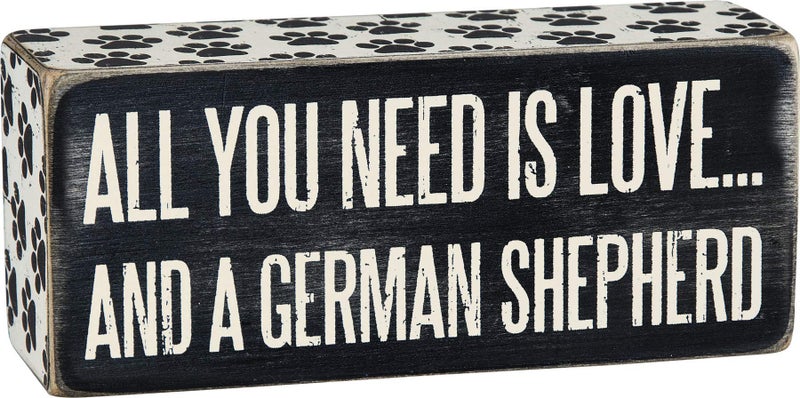 Primitives by Kathy 24978 Paw Print Trimmed Box Sign  6"" x 2.50""  German Shepherd - Image 1